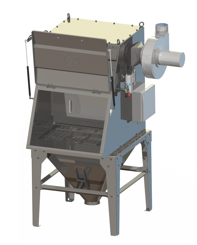 Schemat działania stacji opróżniania worków STB – 3 kroki