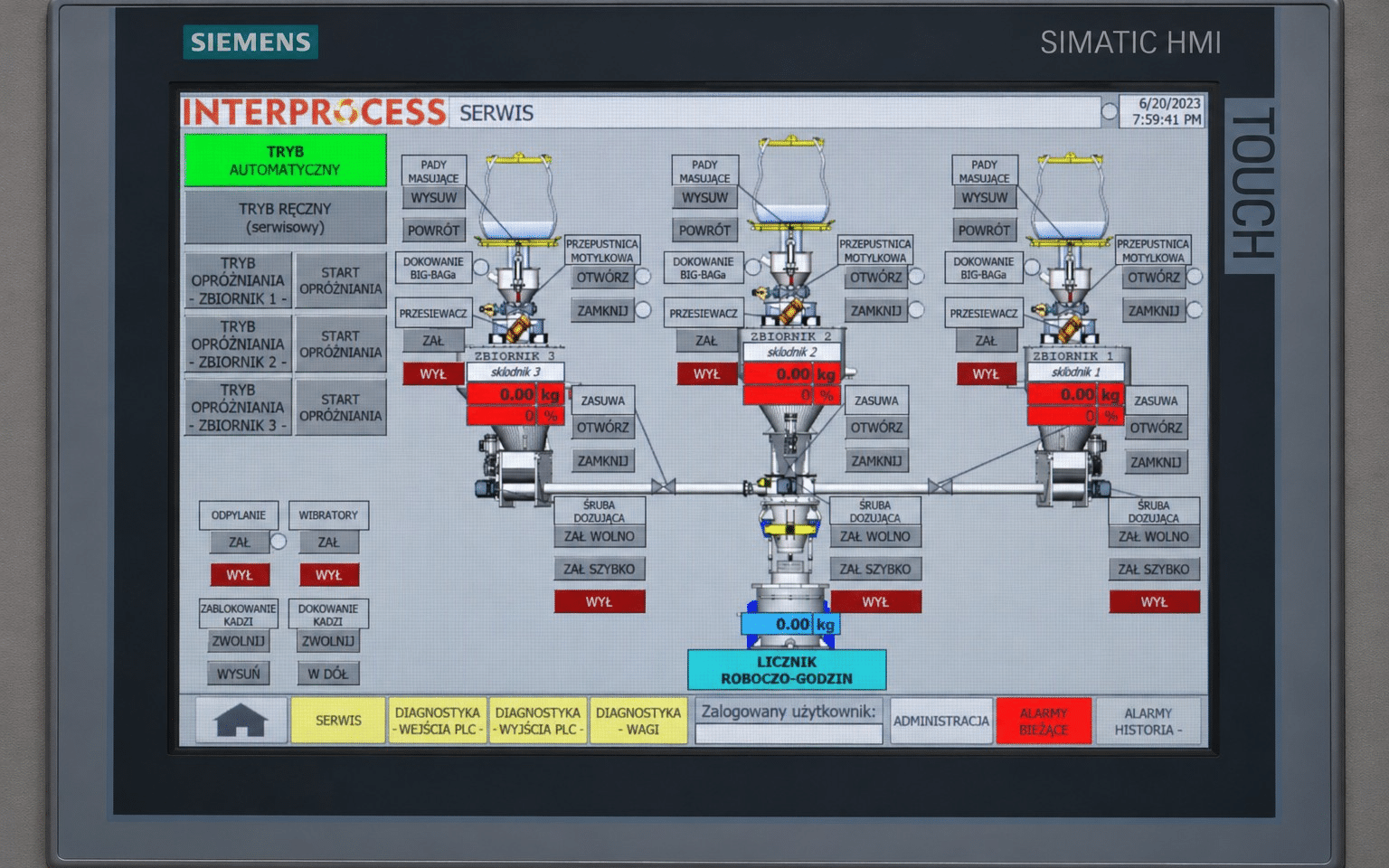 Siemens-SIMATIC-HMI-Panel mit Visualisierung einer InterProcess-Dosierstation